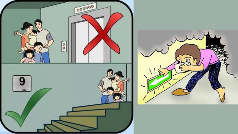 Khi có hỏa hoạn không được dùng thang máy